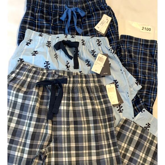 Bundle of 3 - Izod Mens Pajama Pants NWT Sz. Small Blue Plaid & Stripes Pockets - Picture 16 of 16